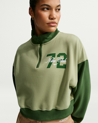 Nike Studio Fleece Orta Kalınlıkta Oversize Çeyrek Fermuarlı Crop